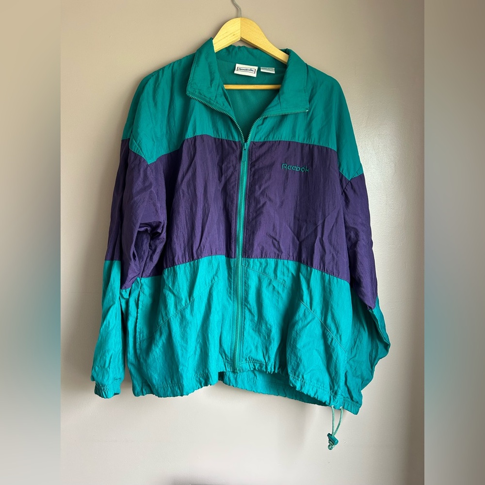 Vintage Reebok Teal and Purple Windbreaker